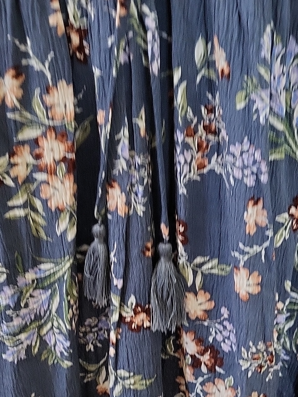 Torrid Boho Gauze Babydoll Top Size 3 3X Blue Floral Lace-Up Peasant Tunic - Picture 7 of 14